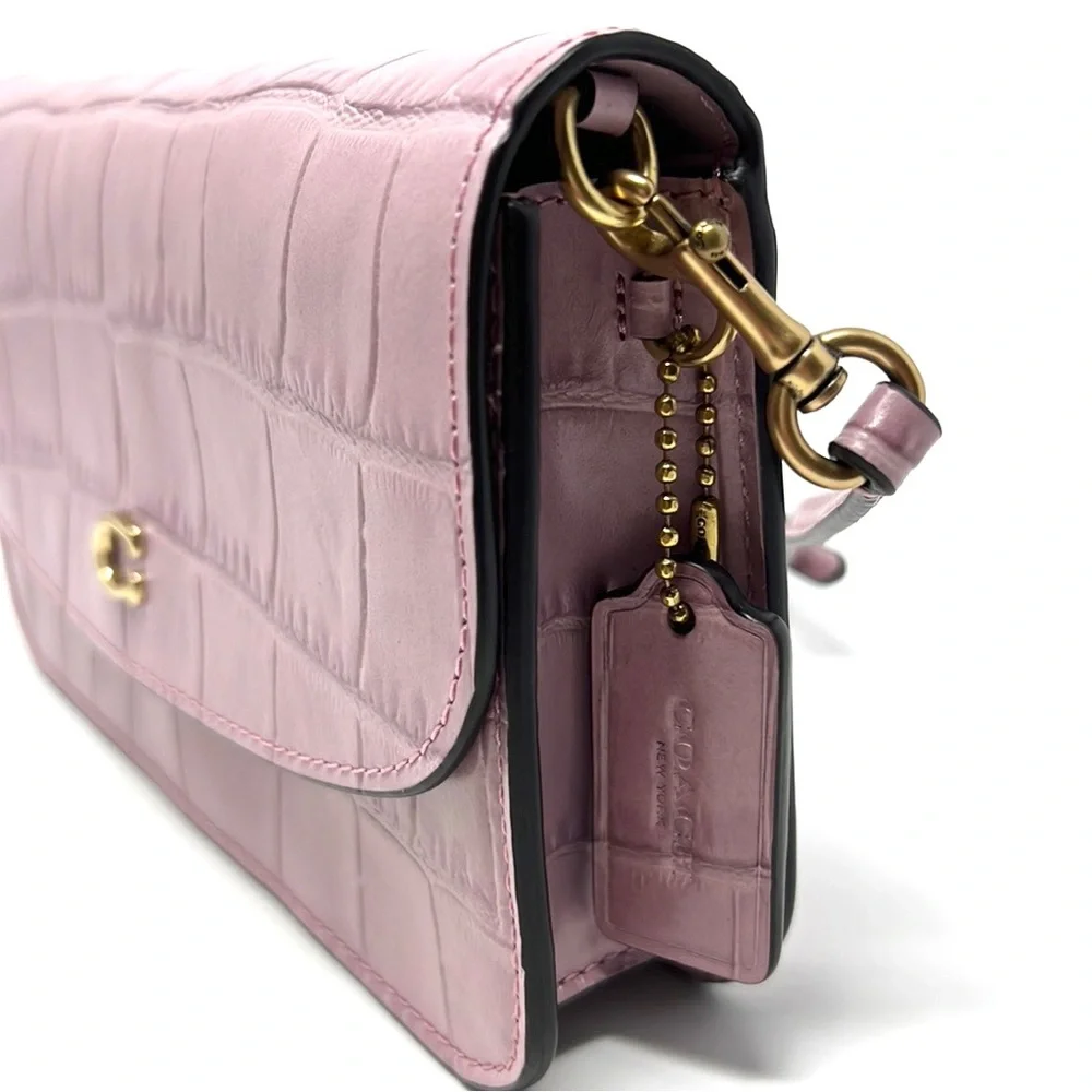 Coach Lilac Croc-Embossed Leather Crossbody Bag